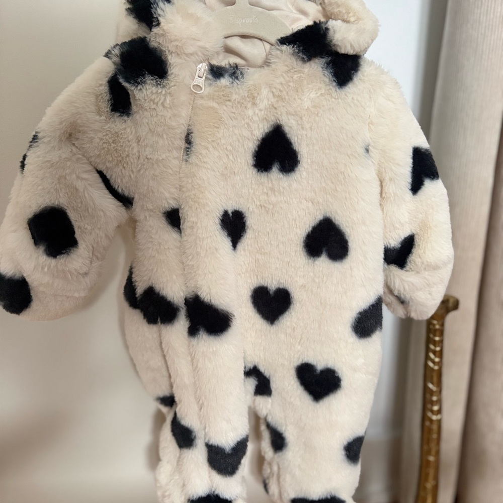 Cozy Heart Patterned Baby Bunting 0-3 - First Wish